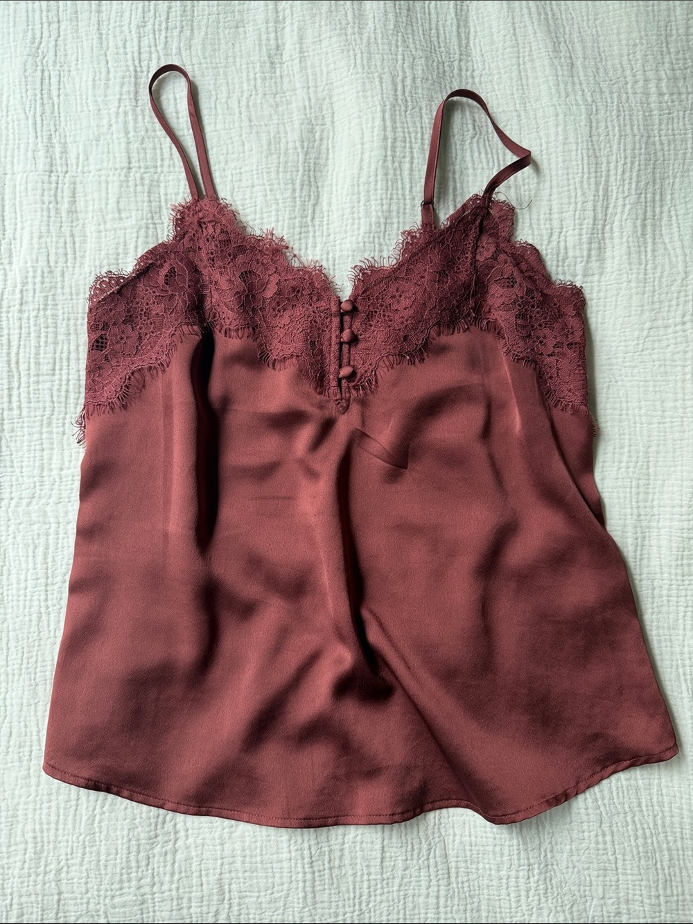 Abercrombie & Fitch Lace-Trim Satin Camisole in Burgundy